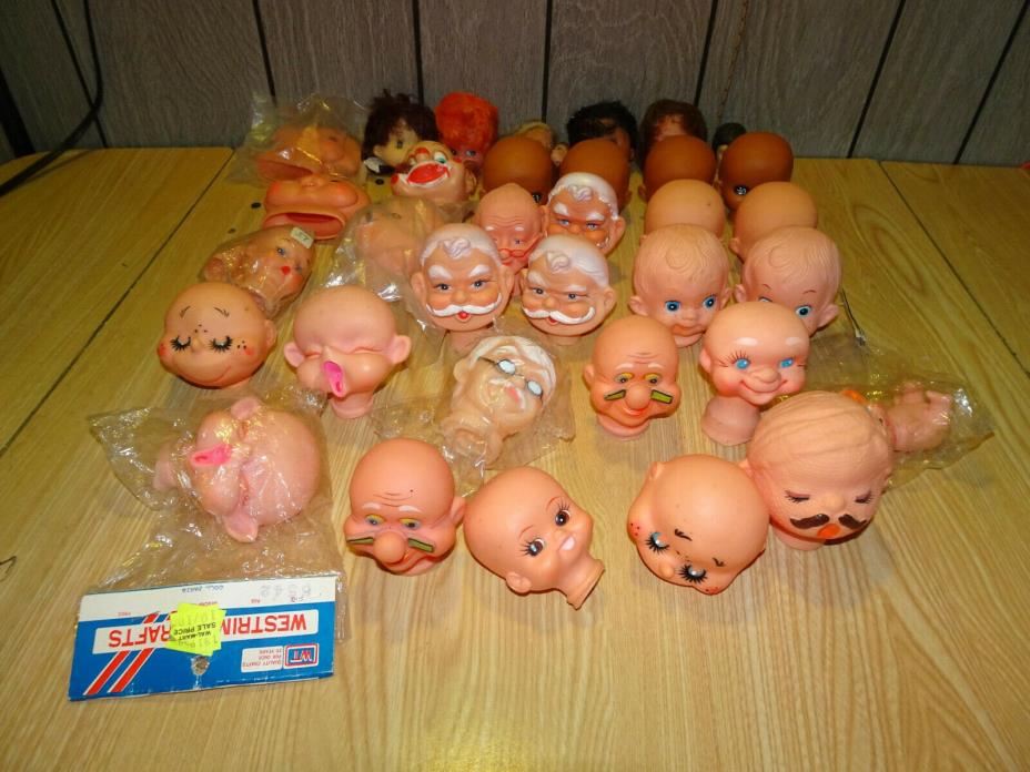 Lot of 35 Vintage Antique Craft Dollmaking Doll Heads - Unused but a bit Dirty