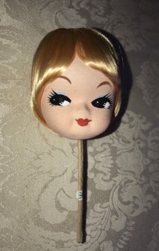Bradley Doll Head Doll Making Blond Hair Blue Big Eyes 1970s Craft