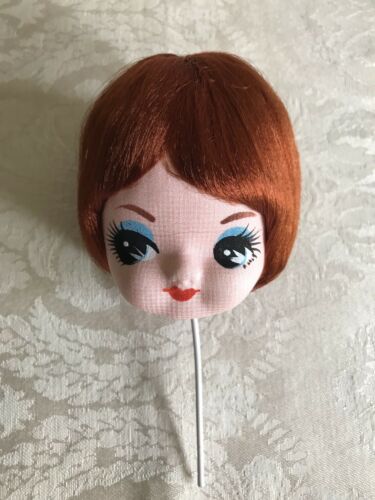Bradley Doll Head Doll Making Auburn Red Hair Blue Big Eyes 1970s Craft