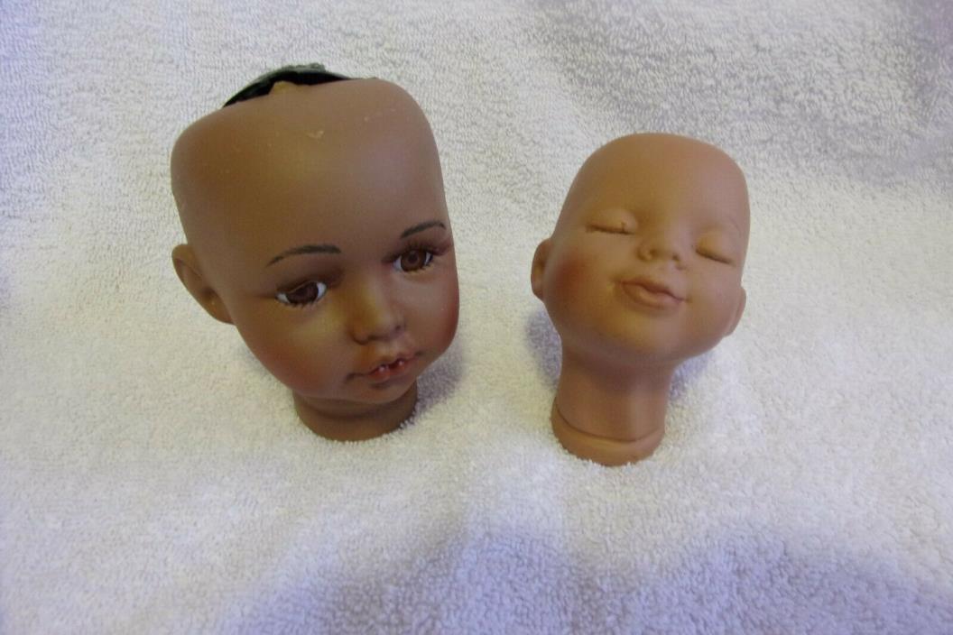 2 African-Amierican Porcelain Doll Heads