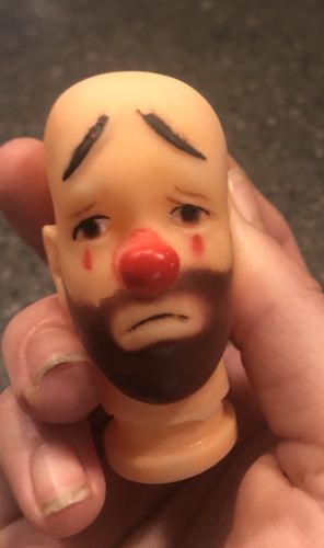 Sad Clown Doll Head Rubber Molded Frown Face New Old Stock 2