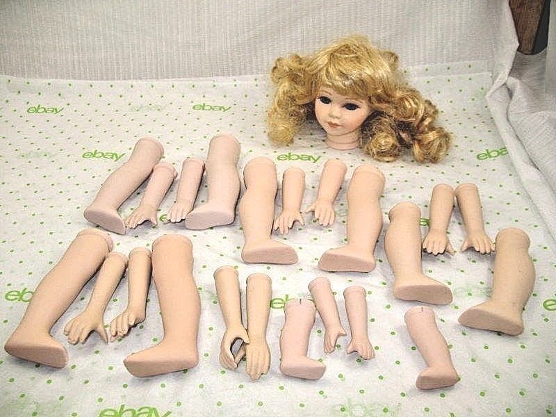 HUGE LOT Porcelain Doll PARTS Arms & Legs Sets + 1 Doll Head Bisque
