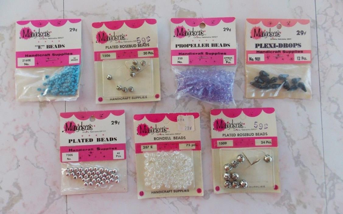 Lot Of 7 Mangelsen's Beads Plexi-drops Propeller Rondell and Plated Beads #72