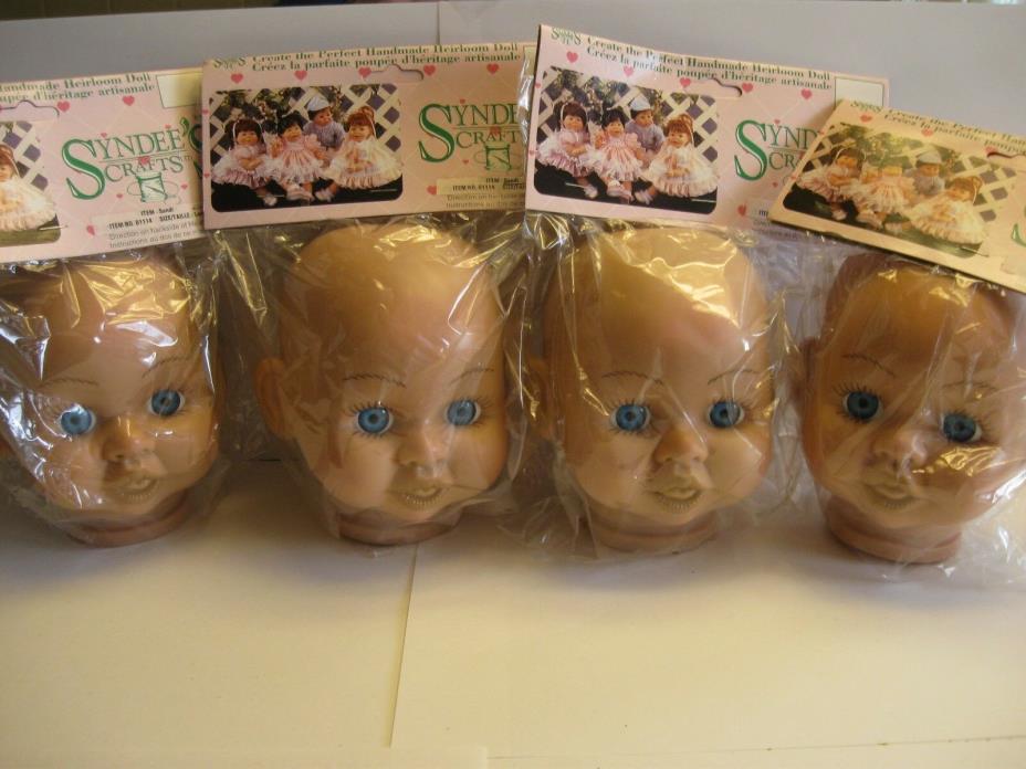4 - Syndee's Crafts LARGE SANDI w/Blue Eyes DOLL HEADS #01114 - NEW IN PACKAGE