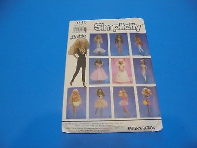 Simplicity Sewing Pattern #7046 Barbie Doll Clothes Wardrobe Uncut