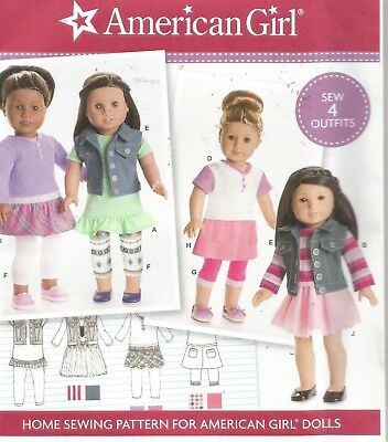 Simplicity Pattern 8041, American Girl Doll Clothes, 4 Outfits, 18