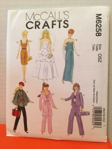 McCalls Crafts Pattern M6258 Barbie Sized