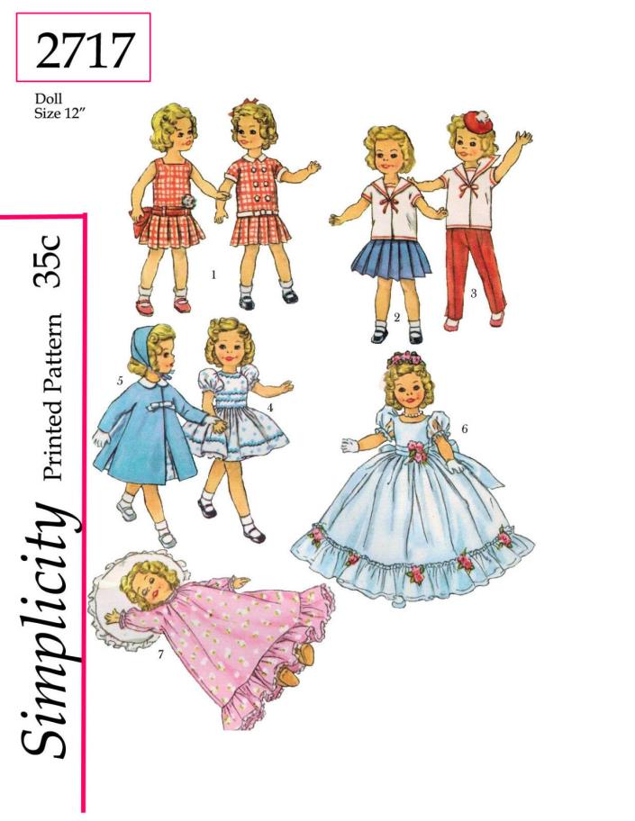 Simplicity 2717 - for 12 inch dolls such as shirley temple