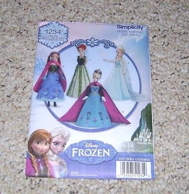 Simplicity #1234 FROZEN DOLL CLOTHING PATTERN FOR FASHION DOLLS 11.5