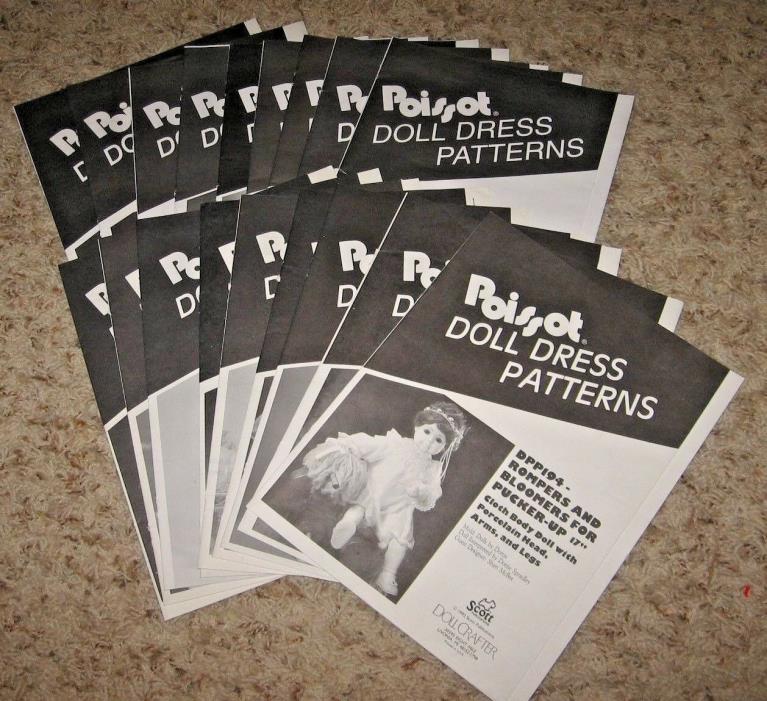 LOT OF 18~POISSOT DOLL DRESS PATTERNS~DOLLCRAFTERS~PREOWNED~UNUSED~UNCUT~~VGC