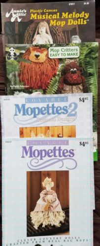 Lot of 4 Rag Mop Doll Pattern Books, Mopettes 1&2, Critters Musical, 27 Patterns