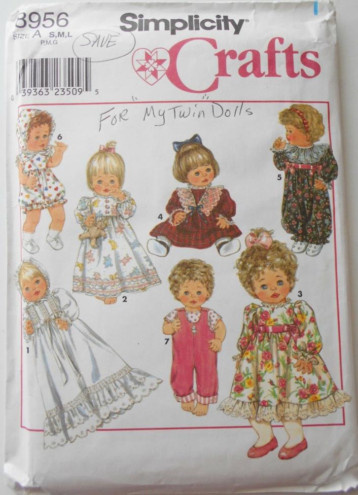 FF UNCUT Simplicity Pattern #8956 Baby Doll Wardrobe 3 Szs 12-14