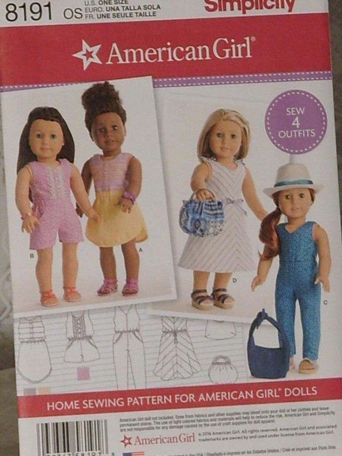 New Simplicity 8191 Doll Clothes Pattern to fit 18