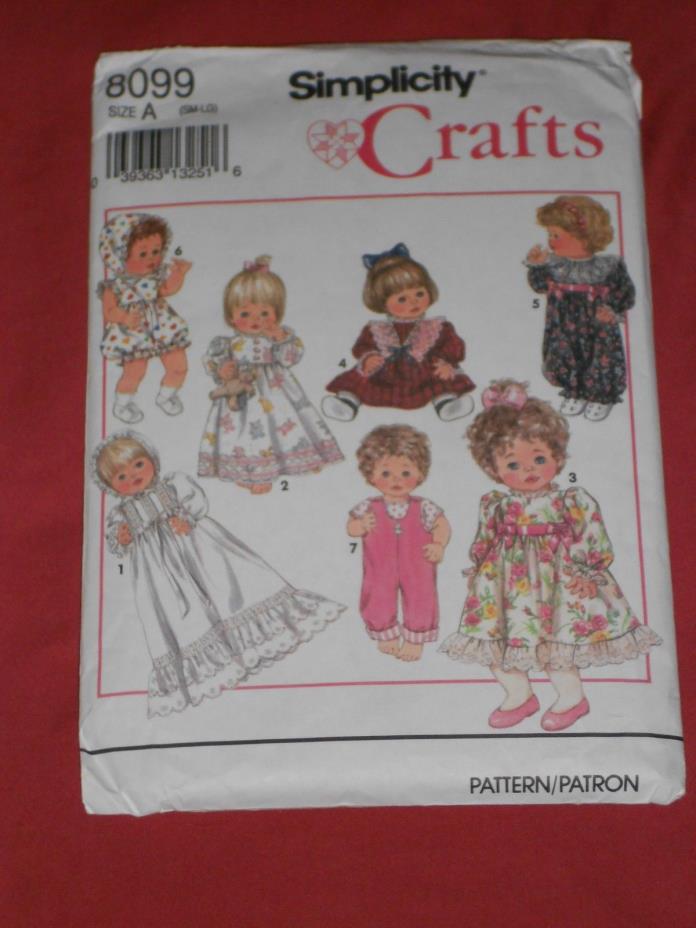 SIMPLICITY Crafts 8099 Pattern for sewing a wardrobe for baby dolls 12