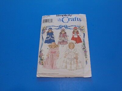 Simplicity Sewing Pattern 8766 Doll Clothes Victorian Gowns Wardrobe 16