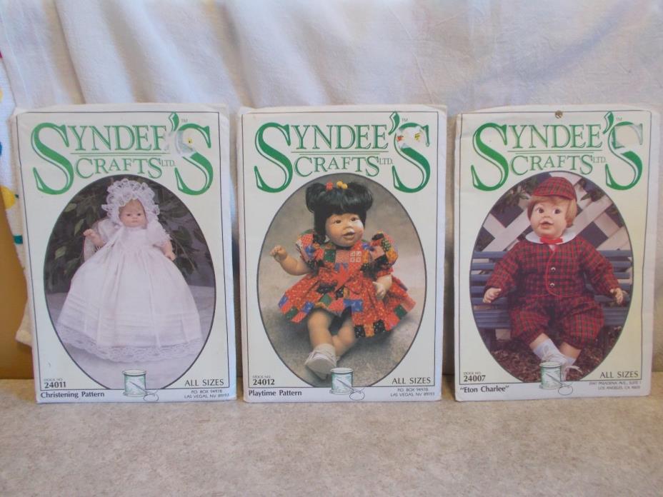 3 - Syndee's Doll Patterns Uncut 24007 Eton Charle,24012 Playtime,24011 Christen