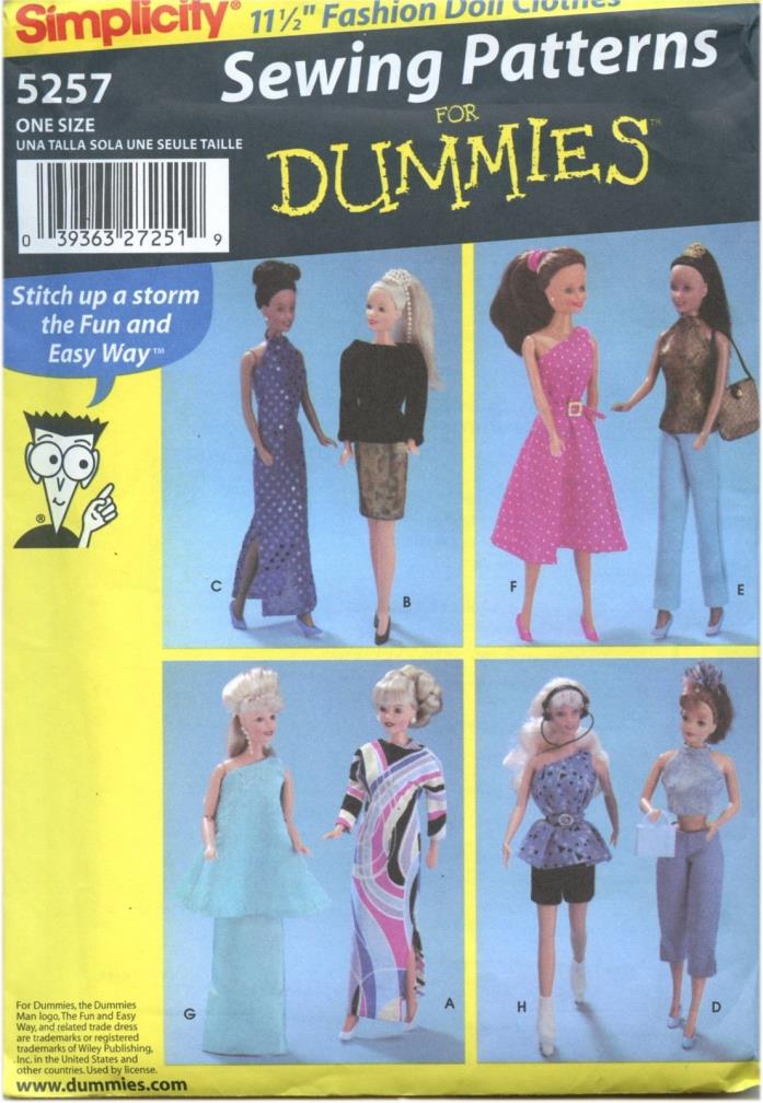 Simplicity 5257 11½” Fashion Doll Clothes Pattern Dummies