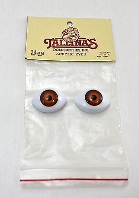 Tallina's Doll Supplies 1 Set Brown Acrylic Doll Eyes 24mm  - NEW Old Stock