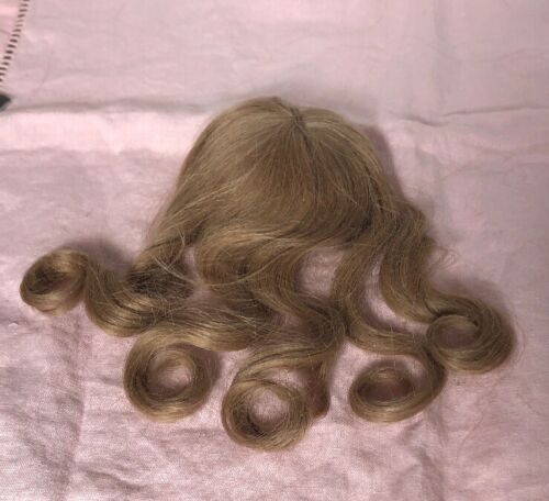 VINTAGE 100% Cheveux Naturels WIG Human Hair For BISQUE DOLL 8” France Lt Brown