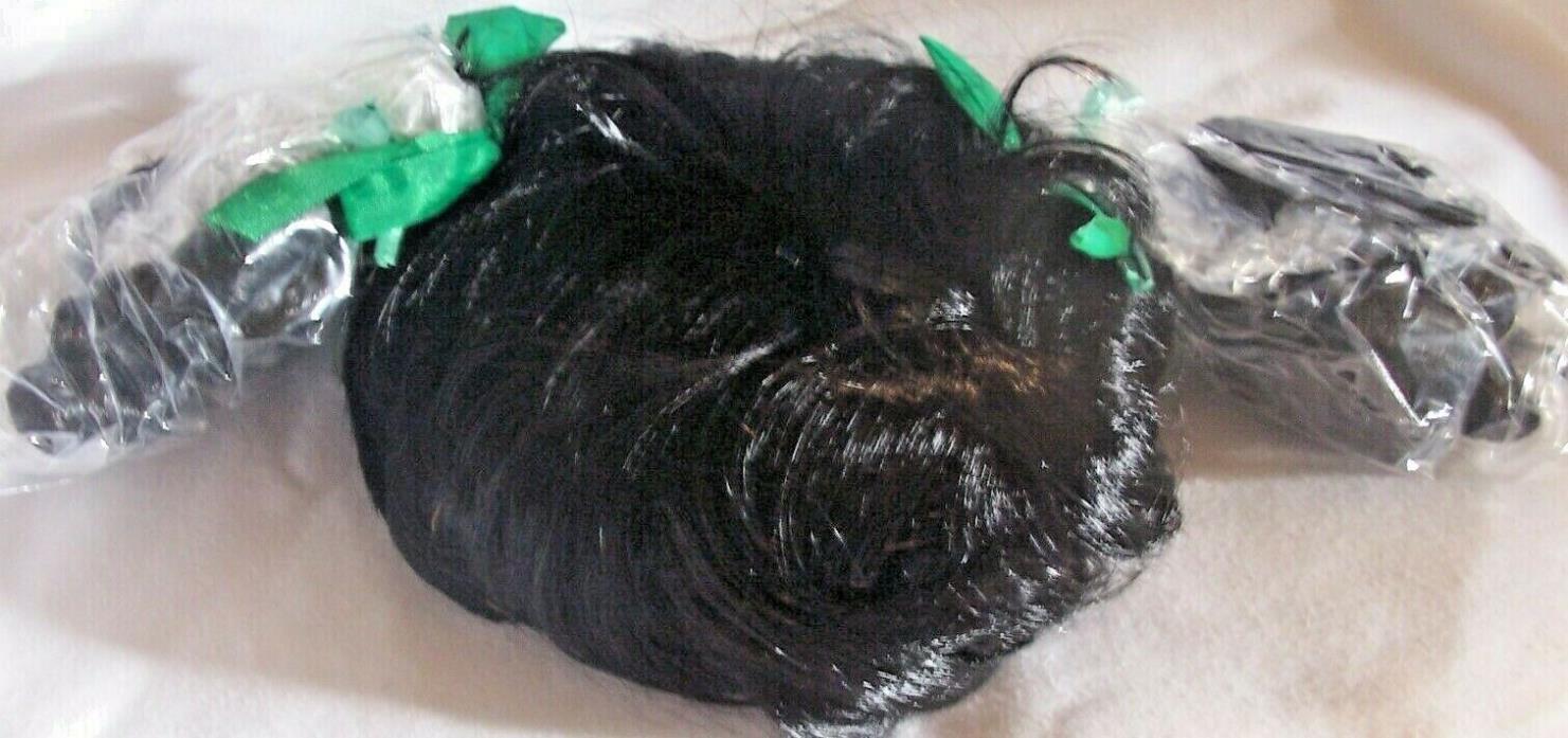 1990 Syndee's Craft Black Curly Ringlets Pony Tails Doll Wig Medium 52011 New