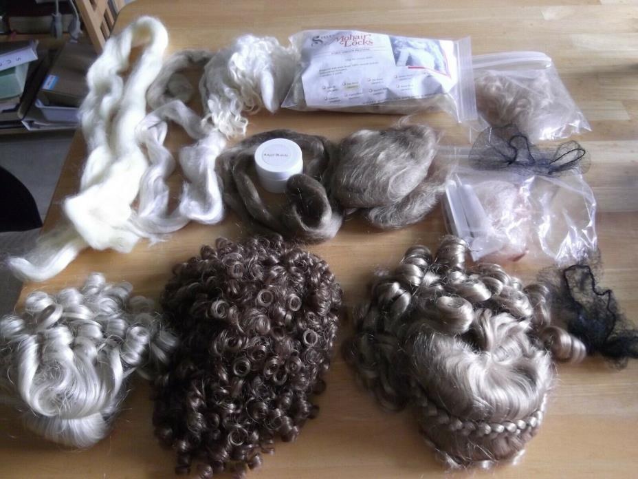 LOT OF DOLL WIGS MOHAIR SYNTHETIC SEELEY & MORE