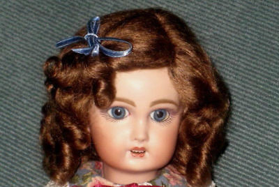Daisy Light Brown mohair wig for antique French/ German bisque doll size 10 -11