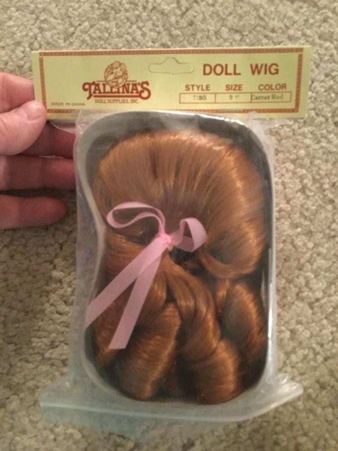 Doll Wig Size 9 Carrot Red Style 71BS Pink Ribbon Pigtails Ringlets NIp Tallinas
