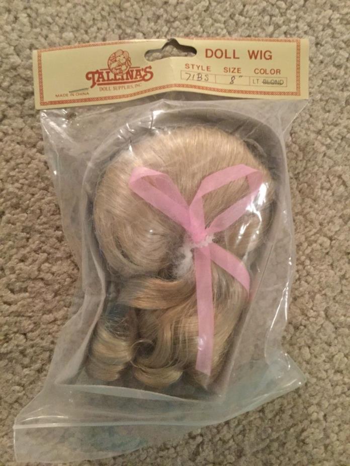 Doll Wig Size 8 Color Lt. Blond Style 71BS Ringlet Ponytails Ribbo NIP Tallina's