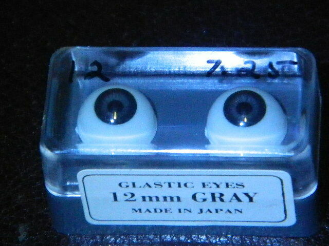 NOS VINTAGE GLASTIC DOLL EYES - 12MM GRAY - VINTAGE JAPAN DOLL EYES