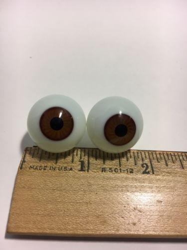 Byron Doll  Eyes Willoughby Ohio ROUND BLOWN GLASS DOLL brown-hazel color 22mm