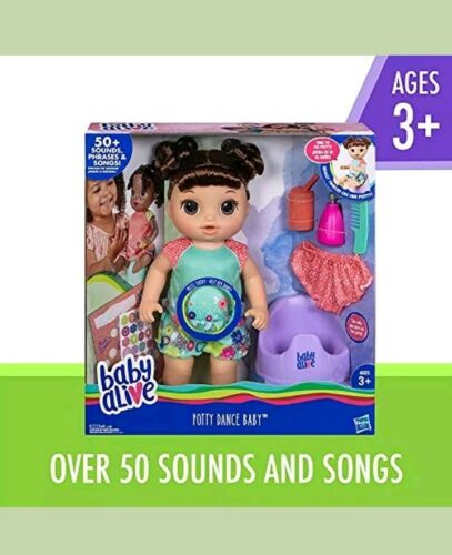 New! Hasbro BabyAlive Potty Dance Baby Talking Doll Brown Hair Rewards Chart(S5)