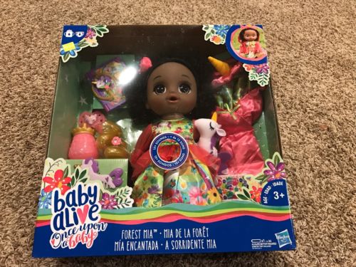 NEW!NIB! Baby Alive Once Upon a Baby: Forest Tales Forest Mia (Black Curly Hair)