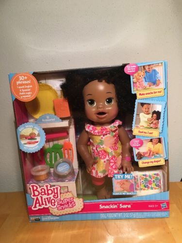 Baby Alive Super Snacks Snackin’ Sara - Dark Brown Hair Doll