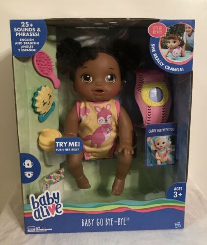 HASBRO BABY ALIVE Baby Go Bye Bye African American Doll - Brand New