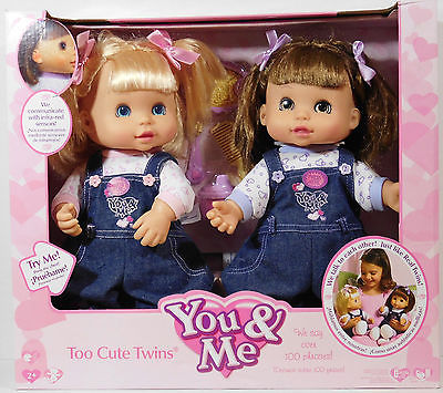 YOU & ME Too Cute Talking Interactive TWINS Retired DOLLS Talks & Move RARE 2008