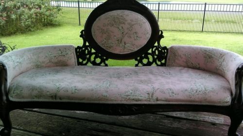 Gorgeous Child Size Antique Repro. Victorian Parlor Couch-Sofa-Pink Toile