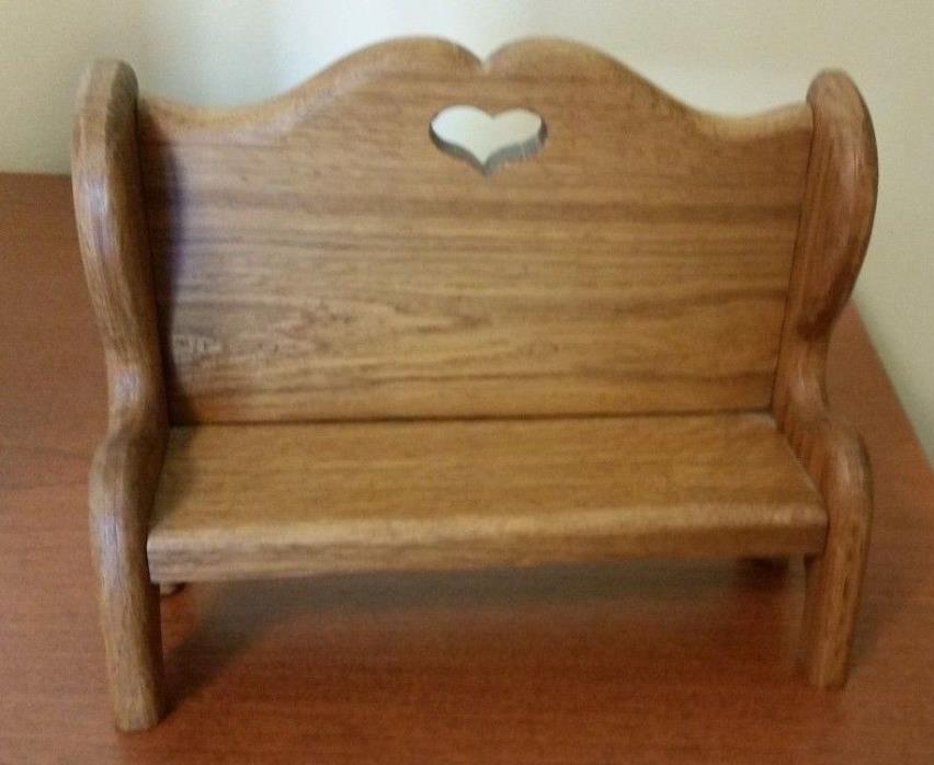 Wooden Doll Bench/Pew w/Cut Out Heart