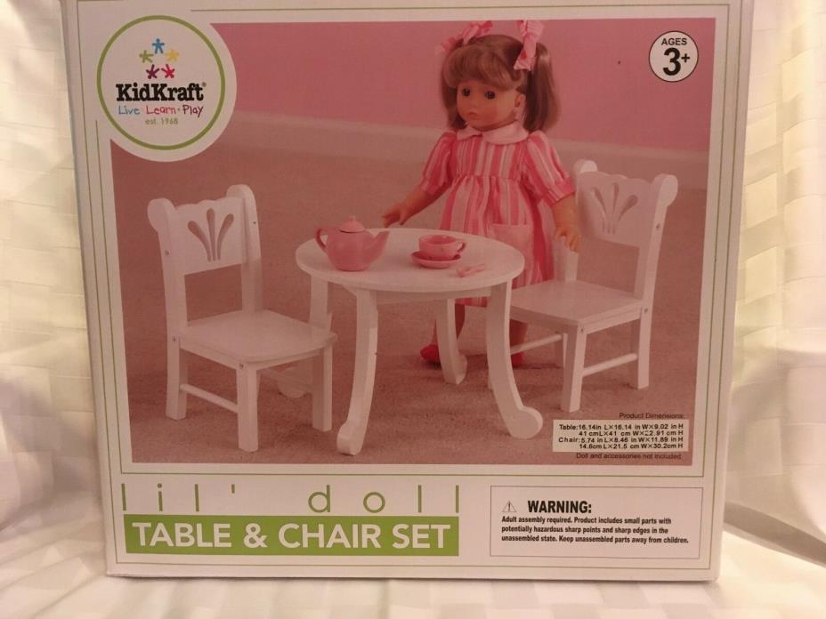 Kidkraft Lil' Doll Table and Chair Set White Ages 3+ New in Box