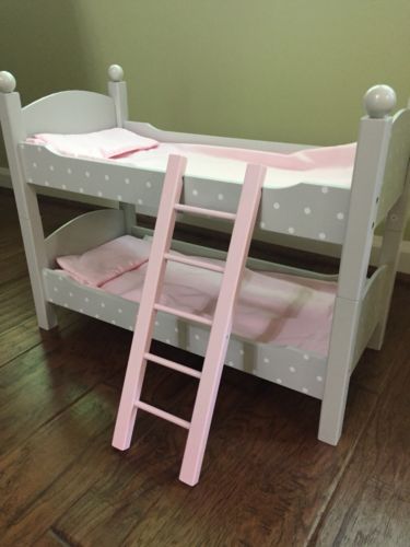 Bed for 18” Dolls, Grey Polka Dots, Bunkbed, Olivia’s Little World
