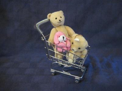 Small Realistic Wire Metal Grocery Store Shopping Cart Dolls Bears Rolling Wheel