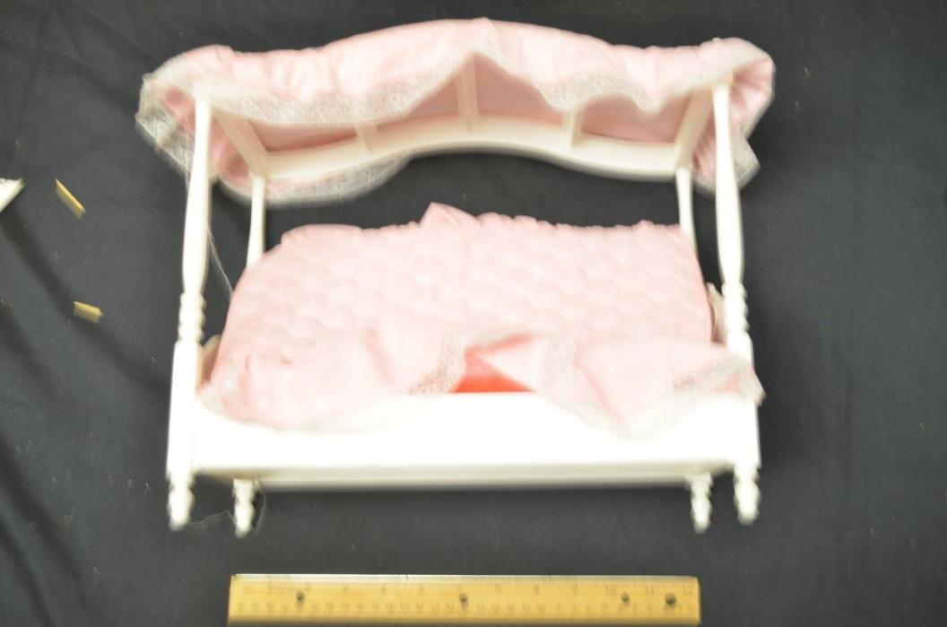 Vintage Pink Polka Dot  Barbie Canopy Bed With Mattress