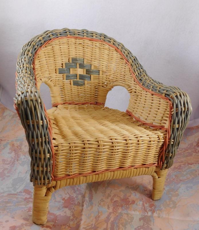 Vintage Wicker Chair Doll Bear Plant Stand 10 Inches Tall