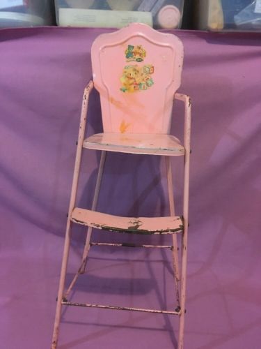 Vintage 1950s Amsco Doll-E-Hichair PINK Metal 25” tall High Chair   1