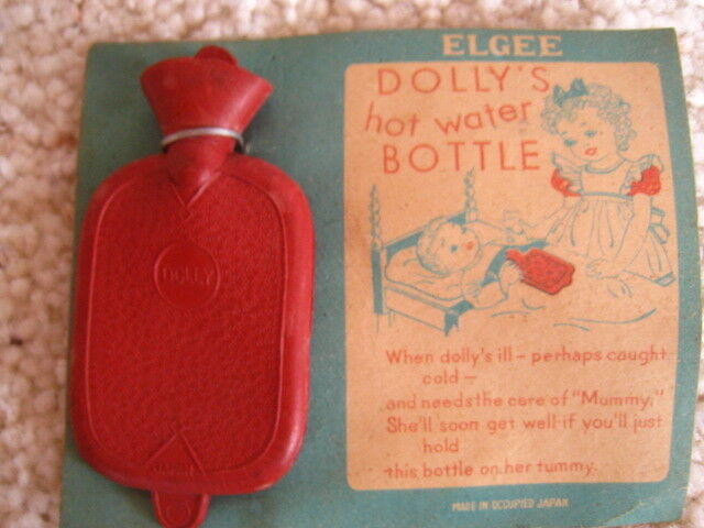 Vintage 1940s Dolly's Hot Water Bottle Elgee Made in Occupied Japan Doll Size
