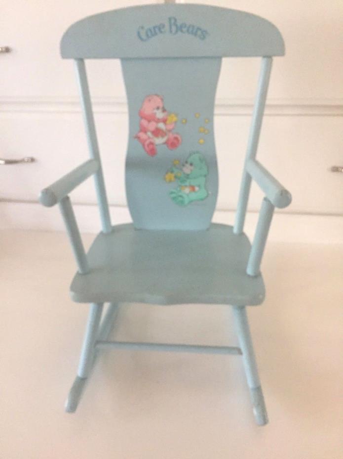 CARE BEAR RARE Wooden Blue Children Rocking Chair Rare