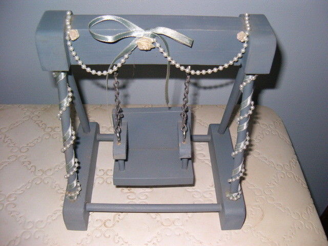 VINTAGE DOLL SIZE WOOD PORCH SWING ABOUT 9