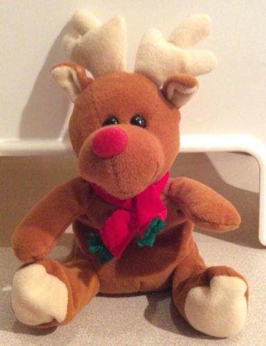 Christmas Gift Holiday Stuffed Plush Toy Ho Ho Beans Sears Roebuck Reindeer Sits
