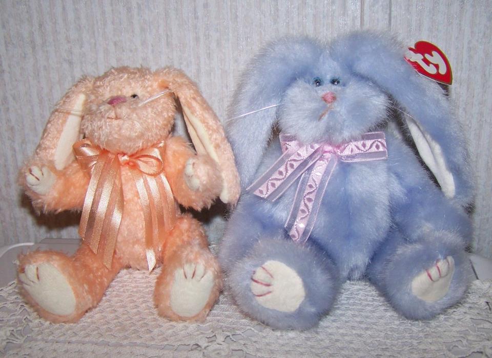 TY Attic Treasure - Easter Bunny Rabbit Camelia (peach)  & Azalea (lilac)MWMT