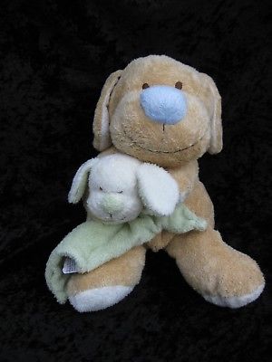 TY Snuggle Pup Love to Baby Tan Puppy Green White Lovey 2004 12