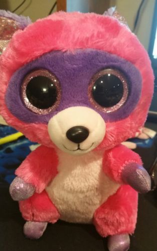 Ty Beanie Boos Roxie The Pink/Purple Raccoon Plush 9in